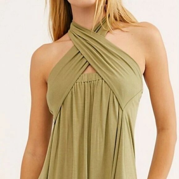 FREE PEOPLE FP Beach Moss Green REDONDO Romper XS Wrap Tie for Different Looks - Picture 2 of 4